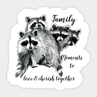 Fun Watercolor Raccoon Family Love Quote Sticker